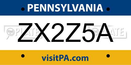 ZX2Z5A Pennsylvania License Plate