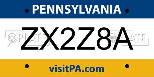 ZX2Z8A Pennsylvania License Plate