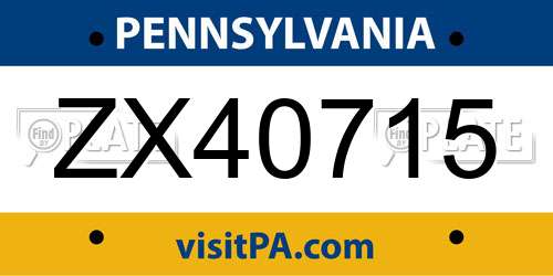 ZX40715 Pennsylvania License Plate