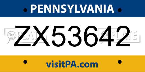ZX53642 Pennsylvania License Plate