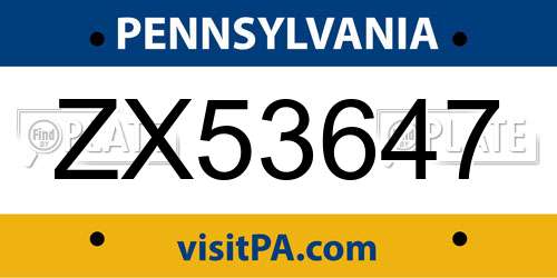 ZX53647 Pennsylvania License Plate