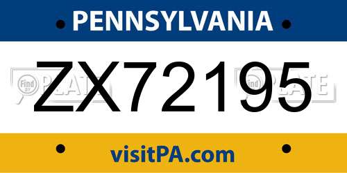 ZX72195 Pennsylvania License Plate