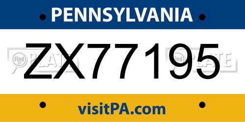 ZX77195 Pennsylvania License Plate
