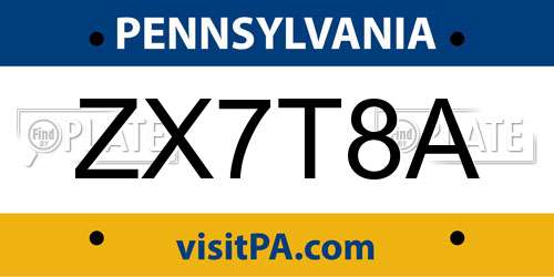 ZX7T8A Pennsylvania License Plate