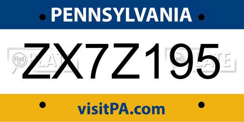 ZX7Z195 Pennsylvania License Plate