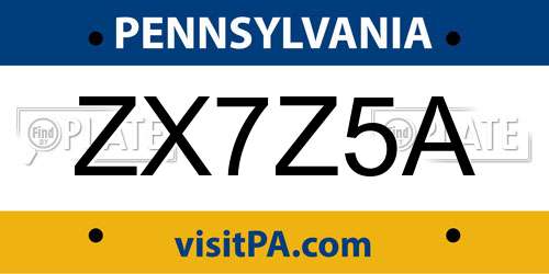 ZX7Z5A Pennsylvania License Plate