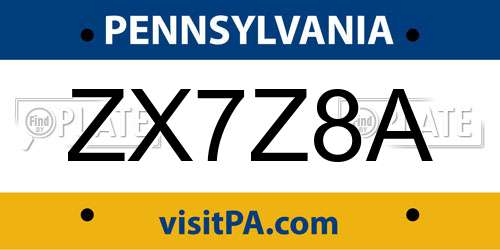 ZX7Z8A Pennsylvania License Plate