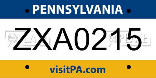ZXA0215 Pennsylvania License Plate