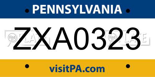 ZXA0323 Pennsylvania License Plate