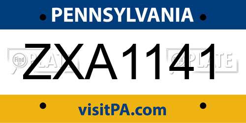 ZXA1141 Pennsylvania License Plate