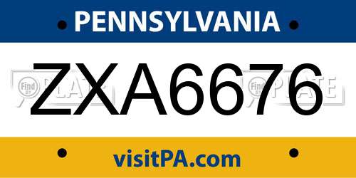 ZXA6676 Pennsylvania License Plate