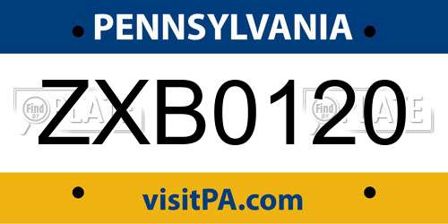 ZXB0120 Pennsylvania License Plate