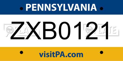 ZXB0121 Pennsylvania License Plate