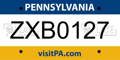 ZXB0127 Pennsylvania License Plate
