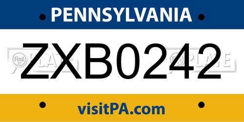 ZXB0242 Pennsylvania License Plate