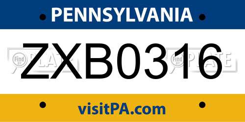 ZXB0316 Pennsylvania License Plate