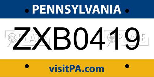 ZXB0419 Pennsylvania License Plate