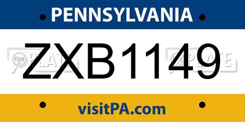 ZXB1149 Pennsylvania License Plate