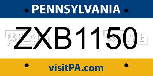ZXB1150 Pennsylvania License Plate