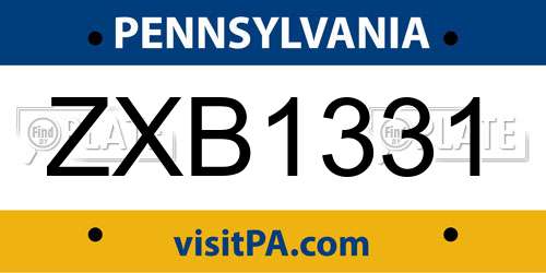 ZXB1331 Pennsylvania License Plate