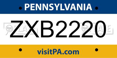ZXB2220 Pennsylvania License Plate