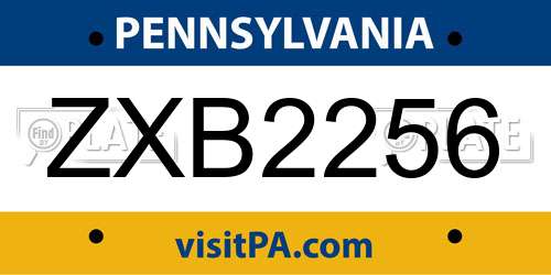 ZXB2256 Pennsylvania License Plate