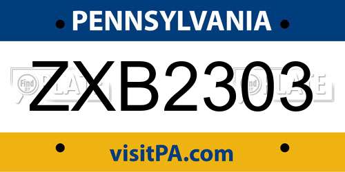 ZXB2303 Pennsylvania License Plate