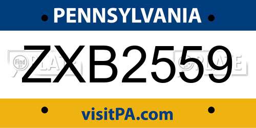 ZXB2559 Pennsylvania License Plate