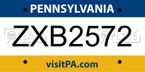 ZXB2572 Pennsylvania License Plate