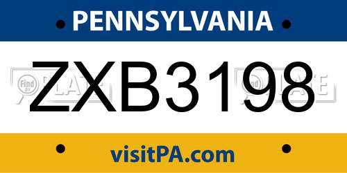 ZXB3198 Pennsylvania License Plate