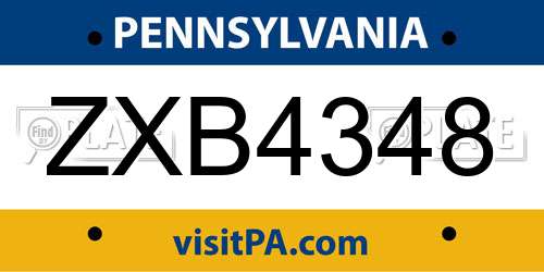 ZXB4348 Pennsylvania License Plate