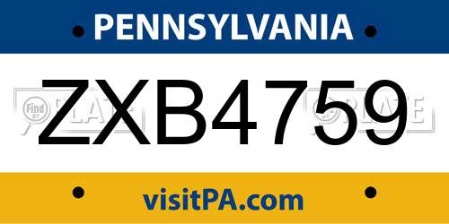 ZXB4759 Pennsylvania License Plate
