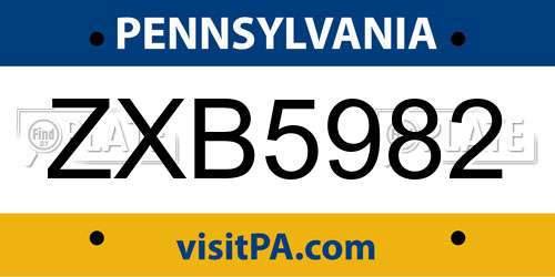 ZXB5982 Pennsylvania License Plate
