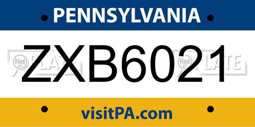 ZXB6021 Pennsylvania License Plate