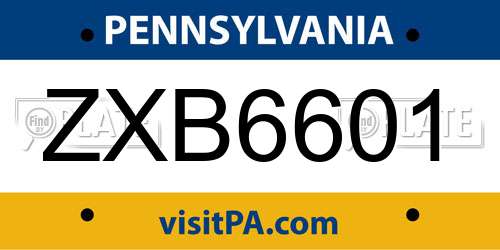 ZXB6601 Pennsylvania License Plate