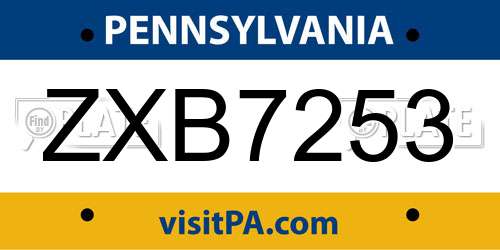 ZXB7253 Pennsylvania License Plate