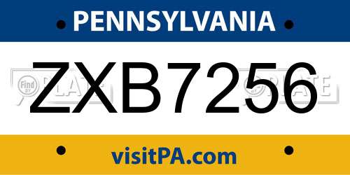 ZXB7256 Pennsylvania License Plate