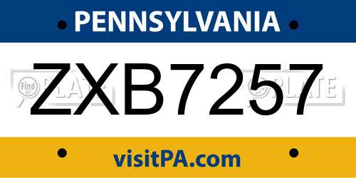 ZXB7257 Pennsylvania License Plate