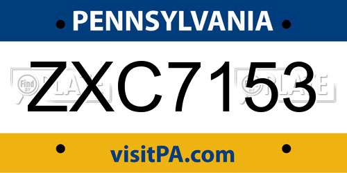 ZXC7153 Pennsylvania License Plate