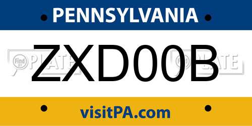 ZXD00B Pennsylvania License Plate