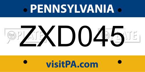 ZXD045 Pennsylvania License Plate