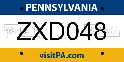 ZXD048 Pennsylvania License Plate