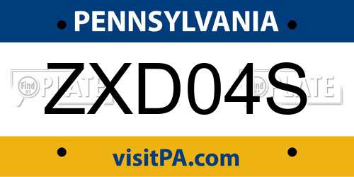 ZXD04S Pennsylvania License Plate