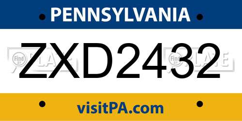 ZXD2432 Pennsylvania License Plate