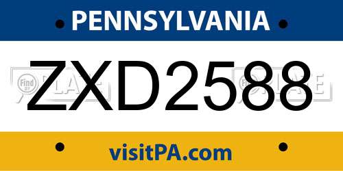 ZXD2588 Pennsylvania License Plate