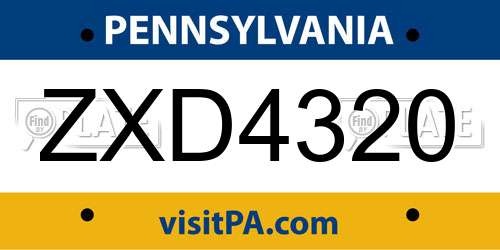 ZXD4320 Pennsylvania License Plate