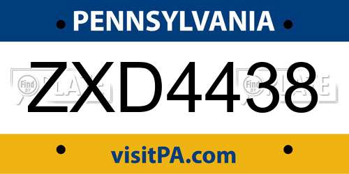 ZXD4438 Pennsylvania License Plate