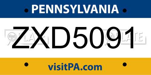 ZXD5091 Pennsylvania License Plate