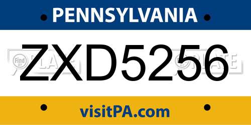 ZXD5256 Pennsylvania License Plate
