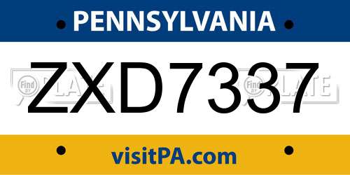 ZXD7337 Pennsylvania License Plate